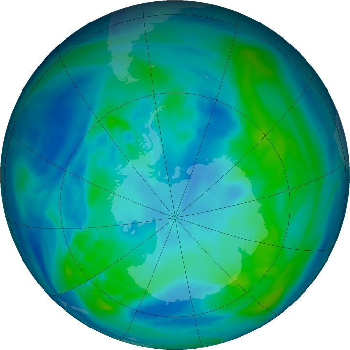 Antarctic ozone map for 21 April 2008